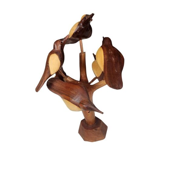 Jamaica Birds Hand Carved Wood Figurine‎ Birds On Tree Vintage Novelty Souvenir - Picture 11 of 11